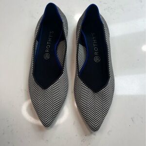 Rothy's the Point Black and White Herringbone slip on flats Women's 11